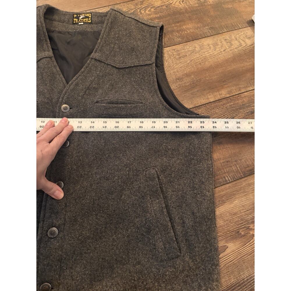 Wyoming Traders Mens Vest 100% Virgin Wool Size L Western Cowboy Rodeo Gray - Picture 10 of 10